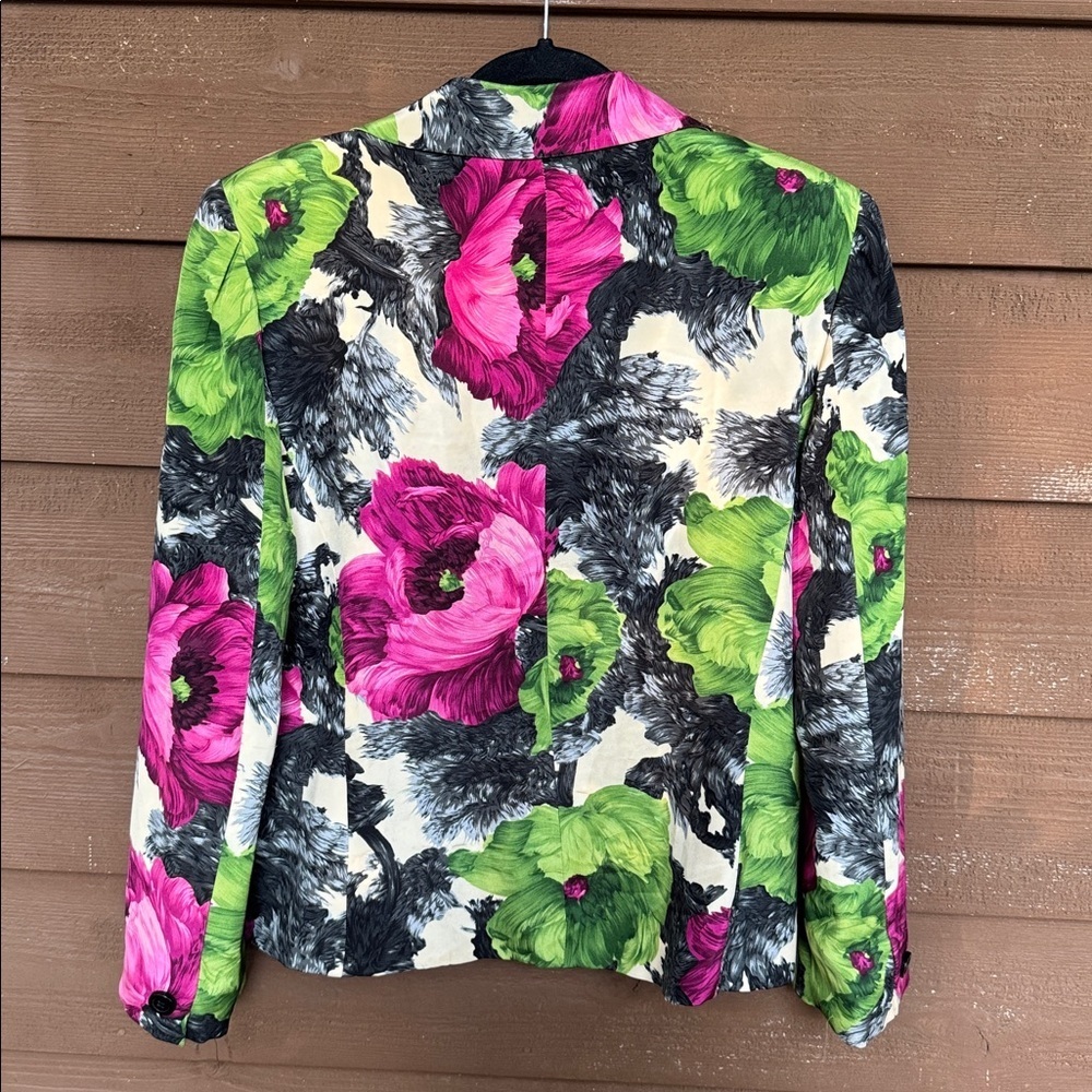 Jones New York Silk Floral Button-Up Jacket size 10 - Picture 4 of 4